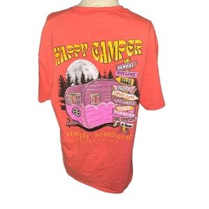 Simply Southern Shirt Womens Large coral Happy Camper Graphic Casual